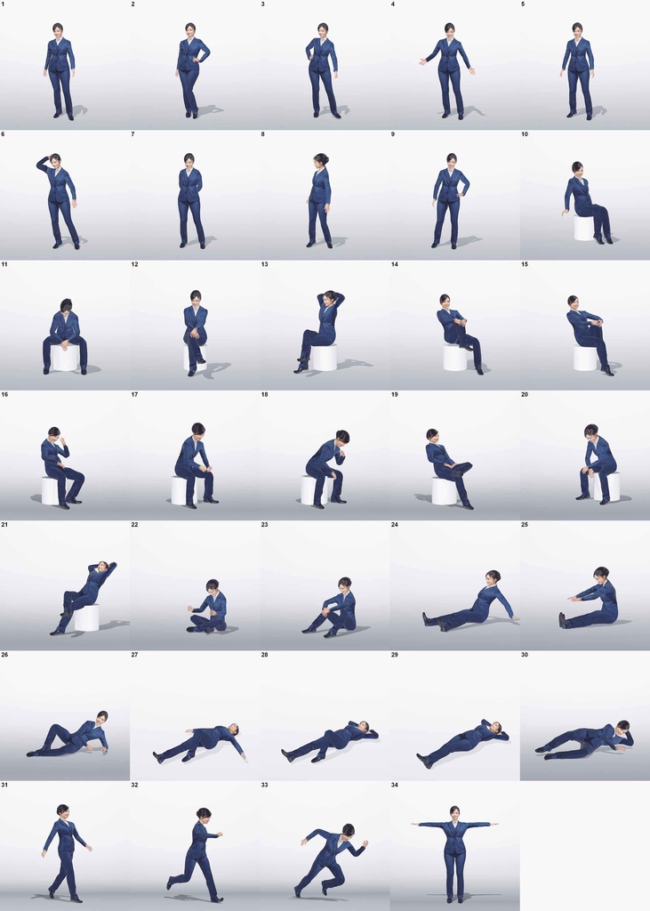 CG AI Human global 96体のローポリ人物セット