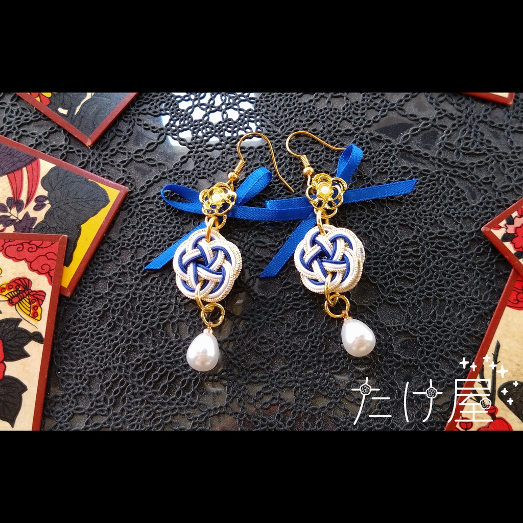 梅結びのリボンピアス