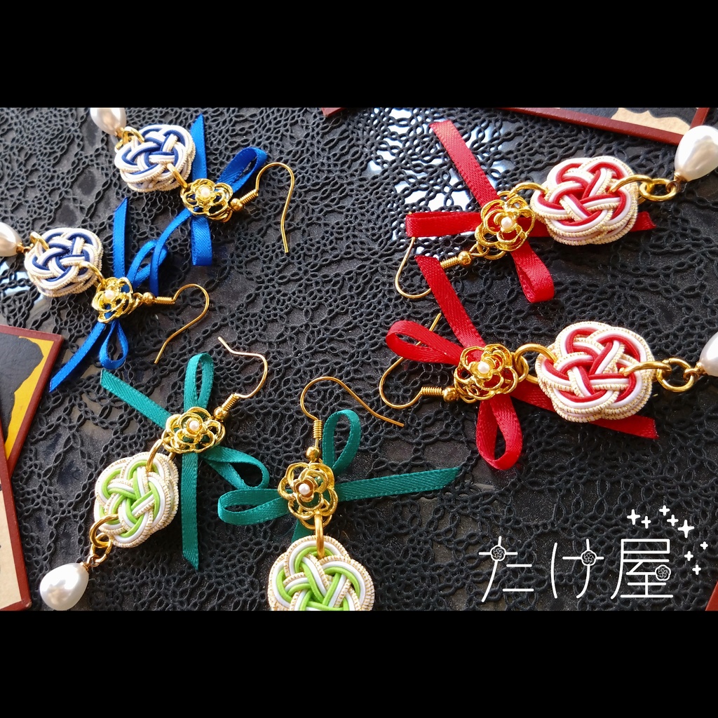 梅結びのリボンピアス