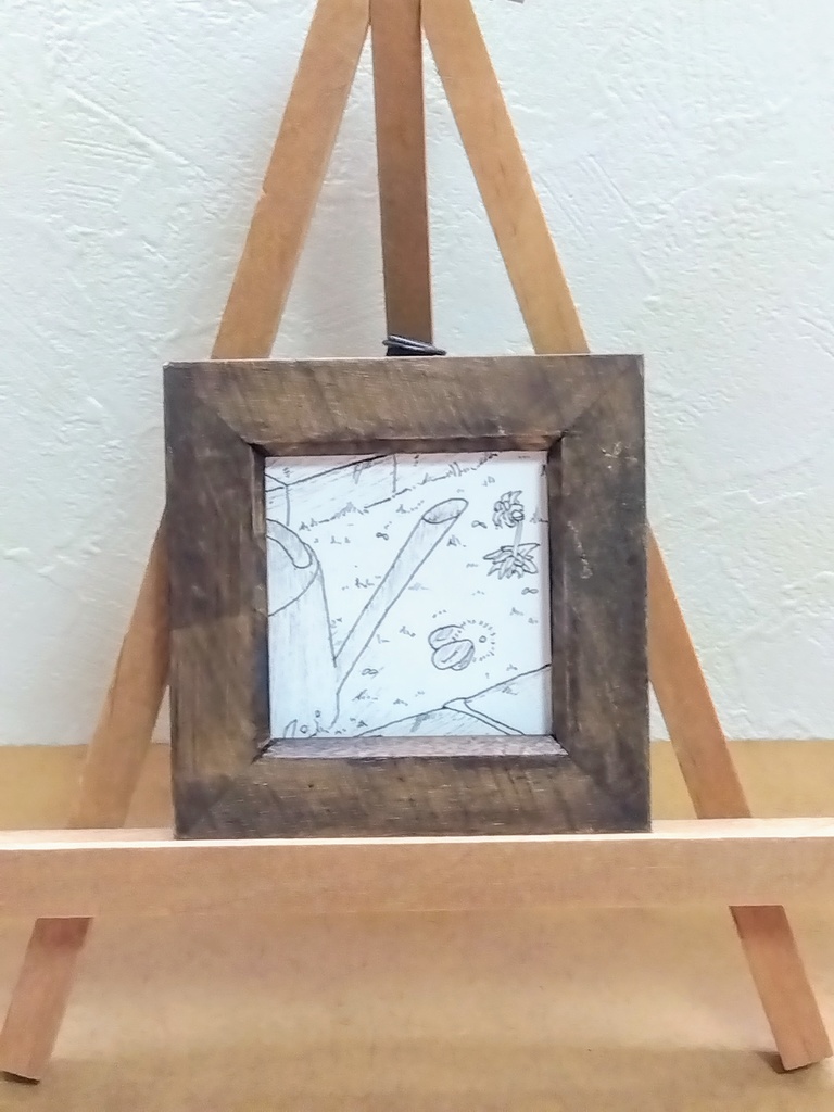 ミニ額入り原画　妖精と庭