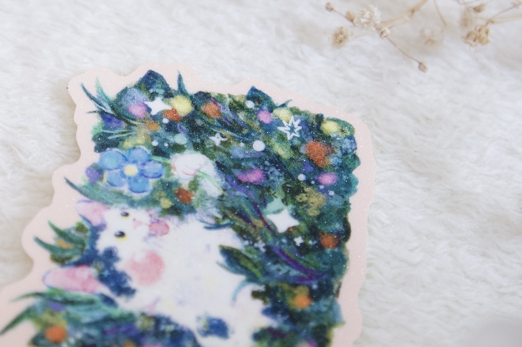 ステッカー(流れ星と草花)