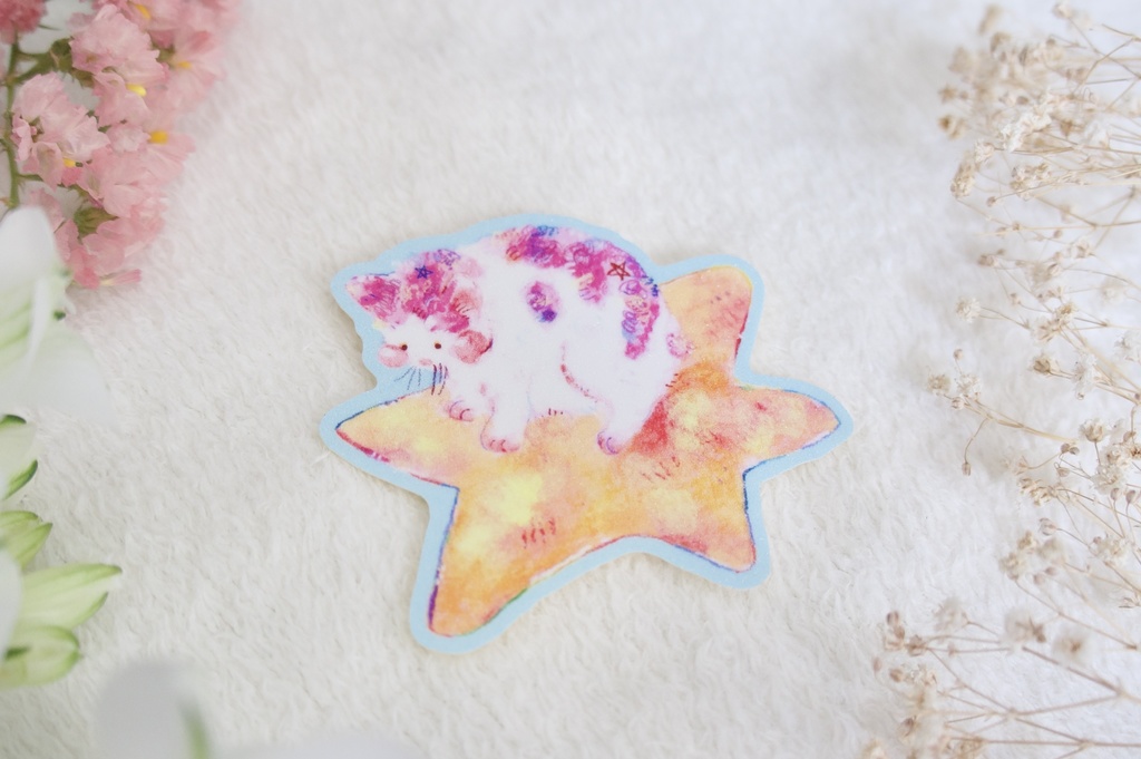 ステッカー(流れ星と草花)