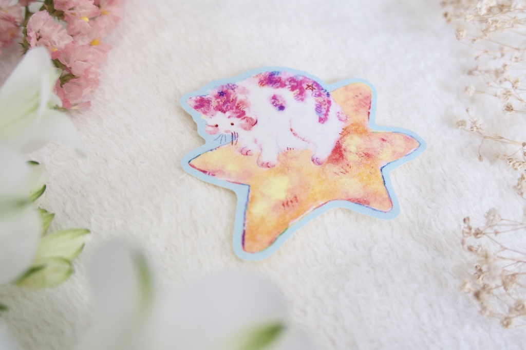 ステッカー(流れ星と草花)