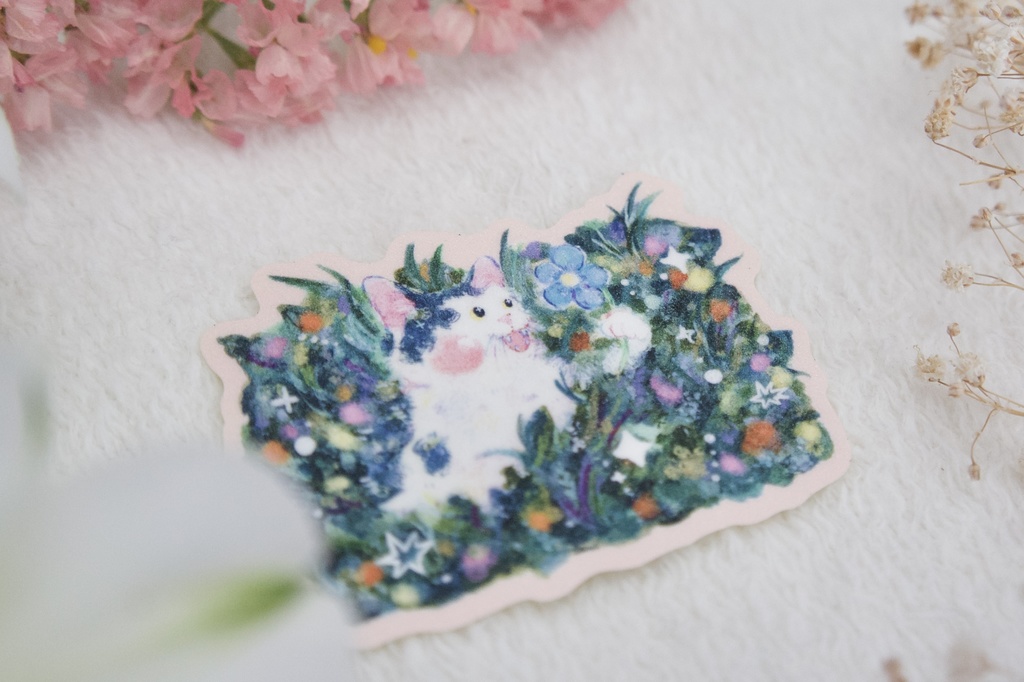 ステッカー(流れ星と草花)