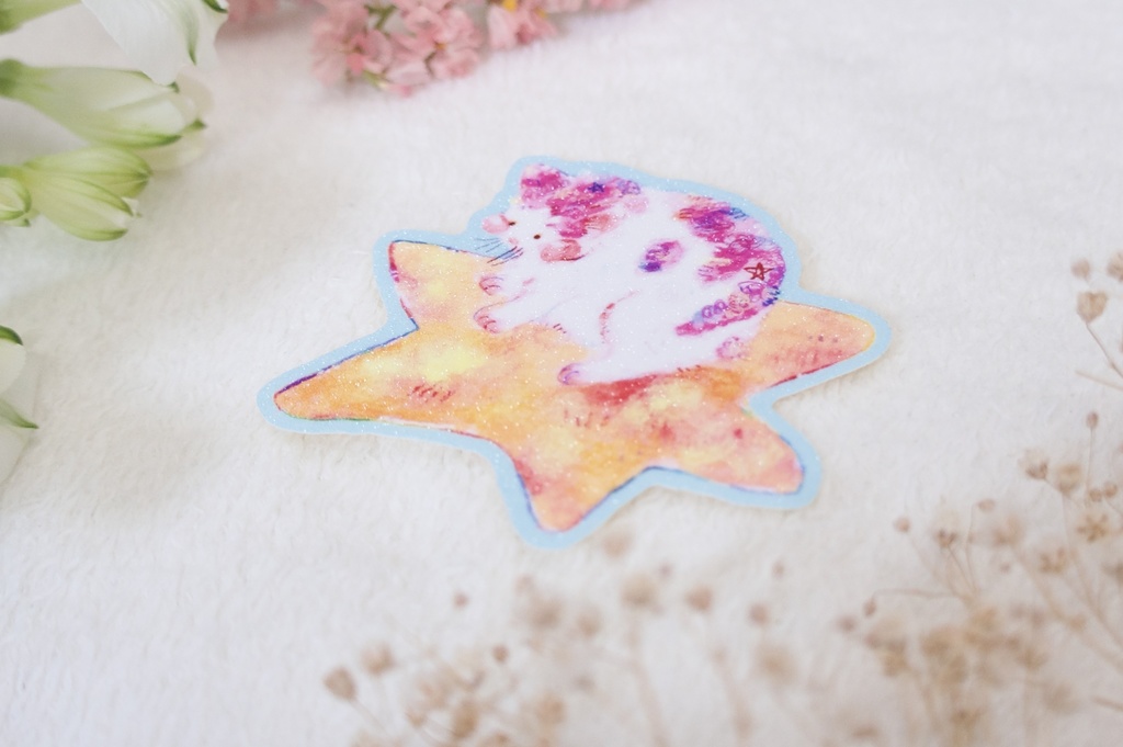 ステッカー(流れ星と草花)