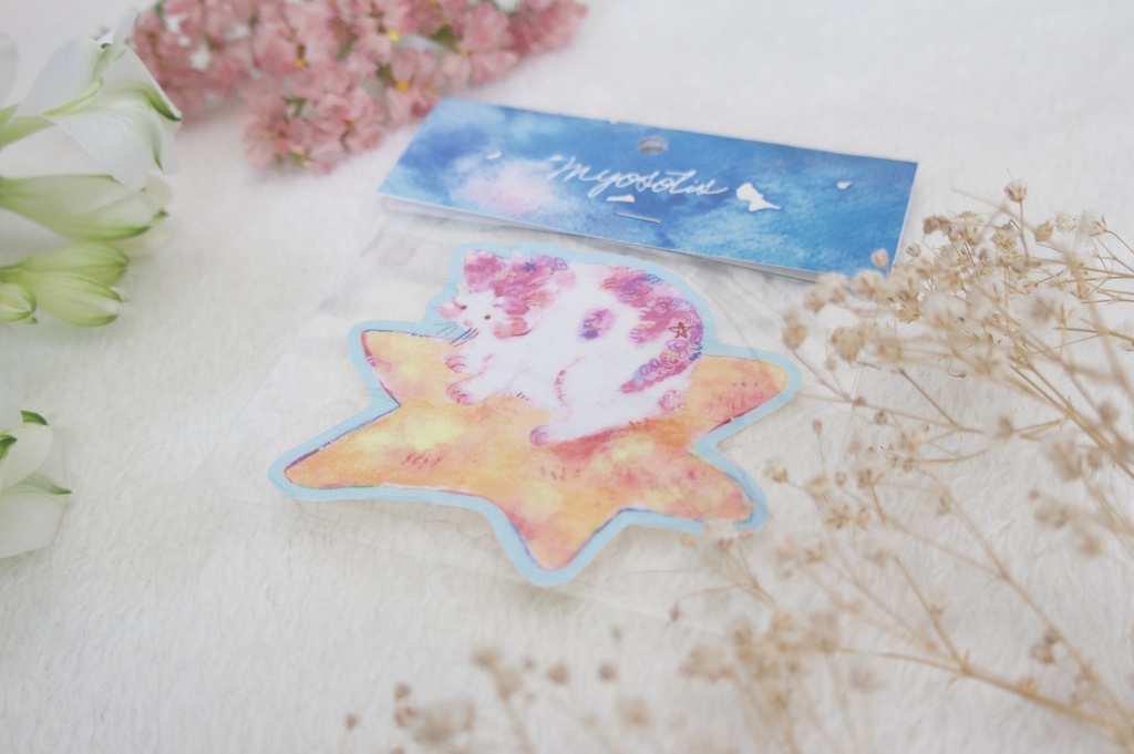 ステッカー(流れ星と草花)