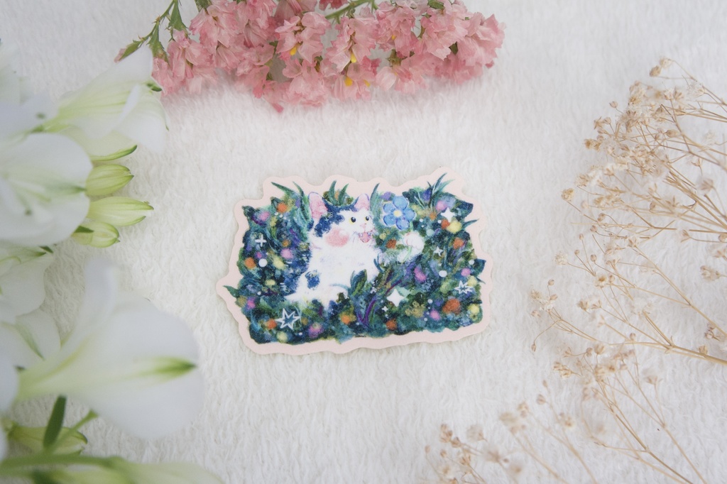 ステッカー(流れ星と草花)