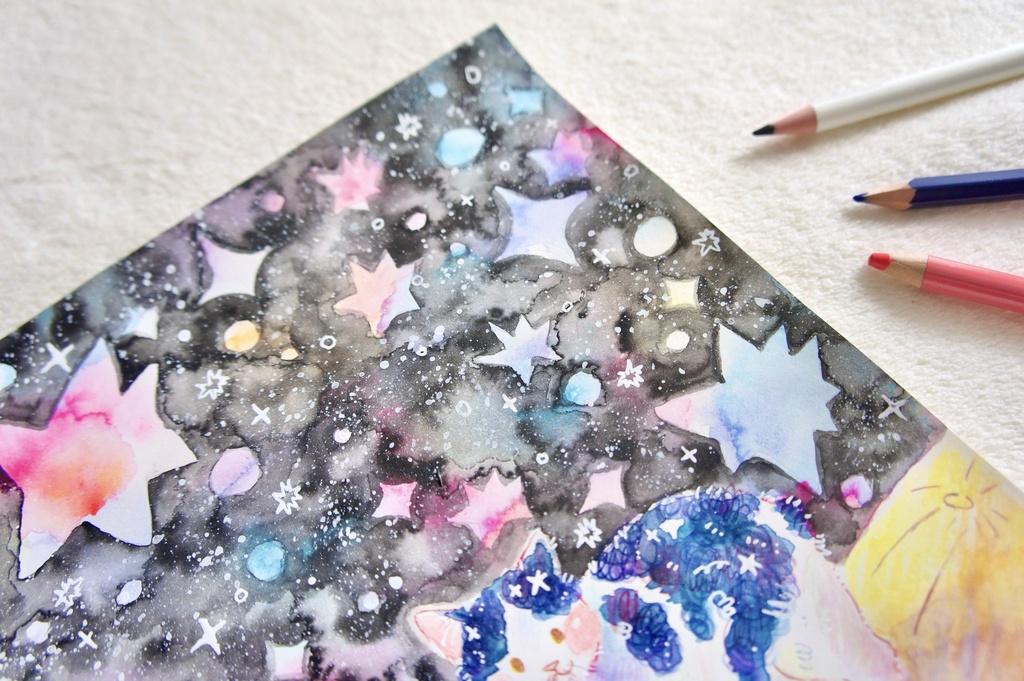 【水彩原画】月面散歩