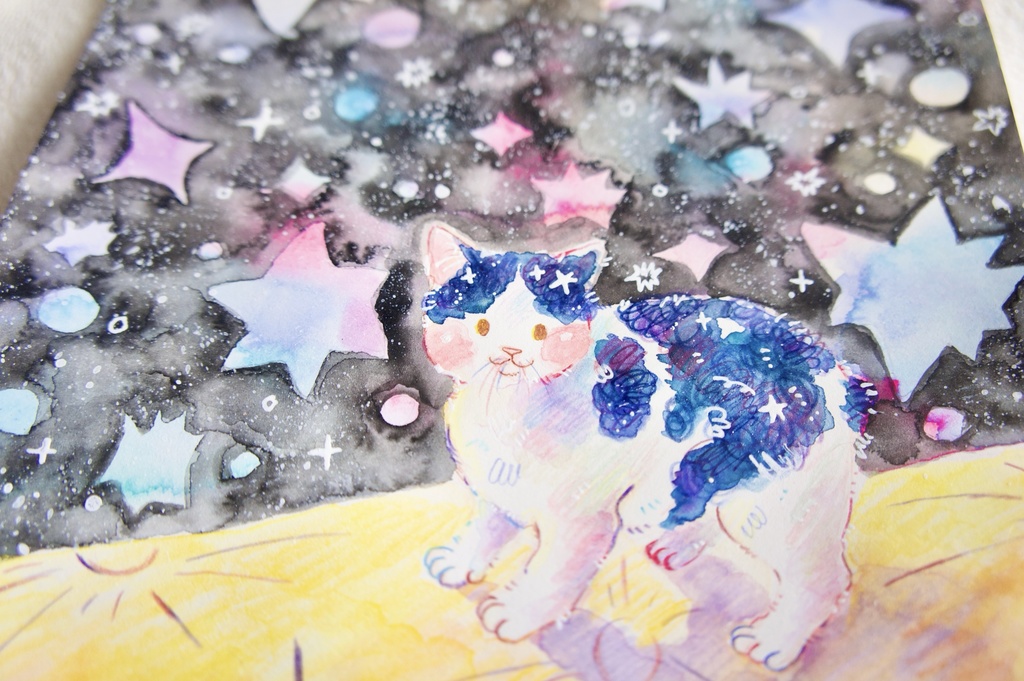 【水彩原画】月面散歩