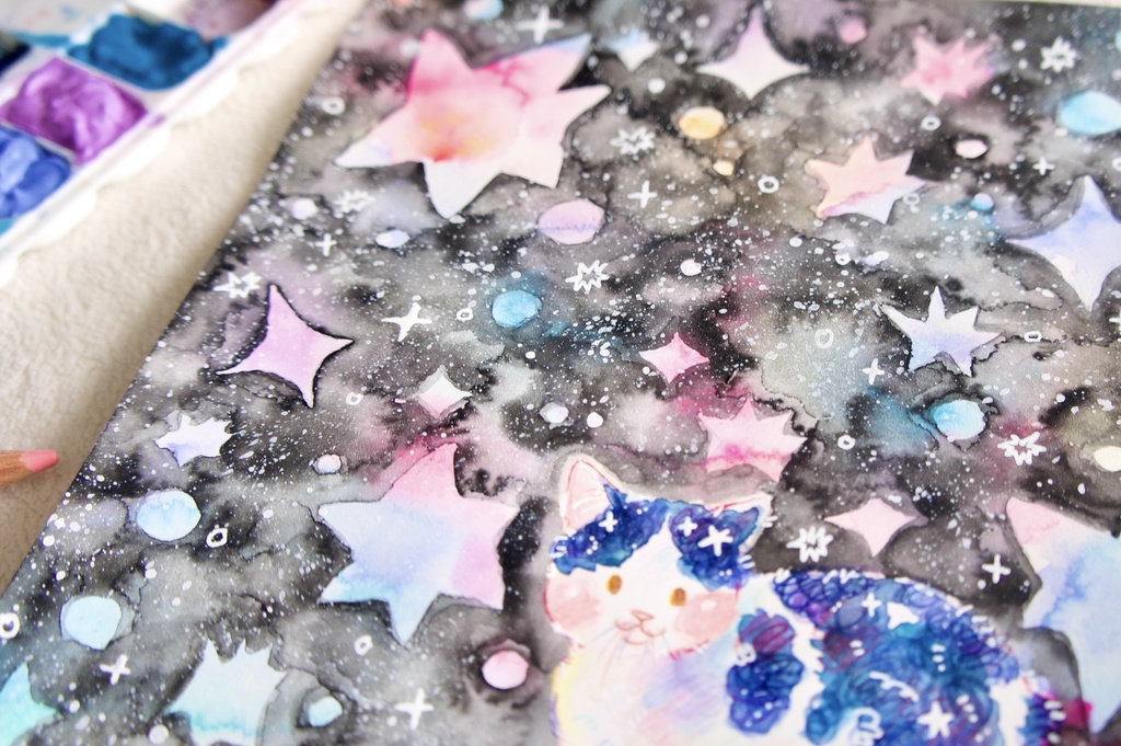 【水彩原画】月面散歩