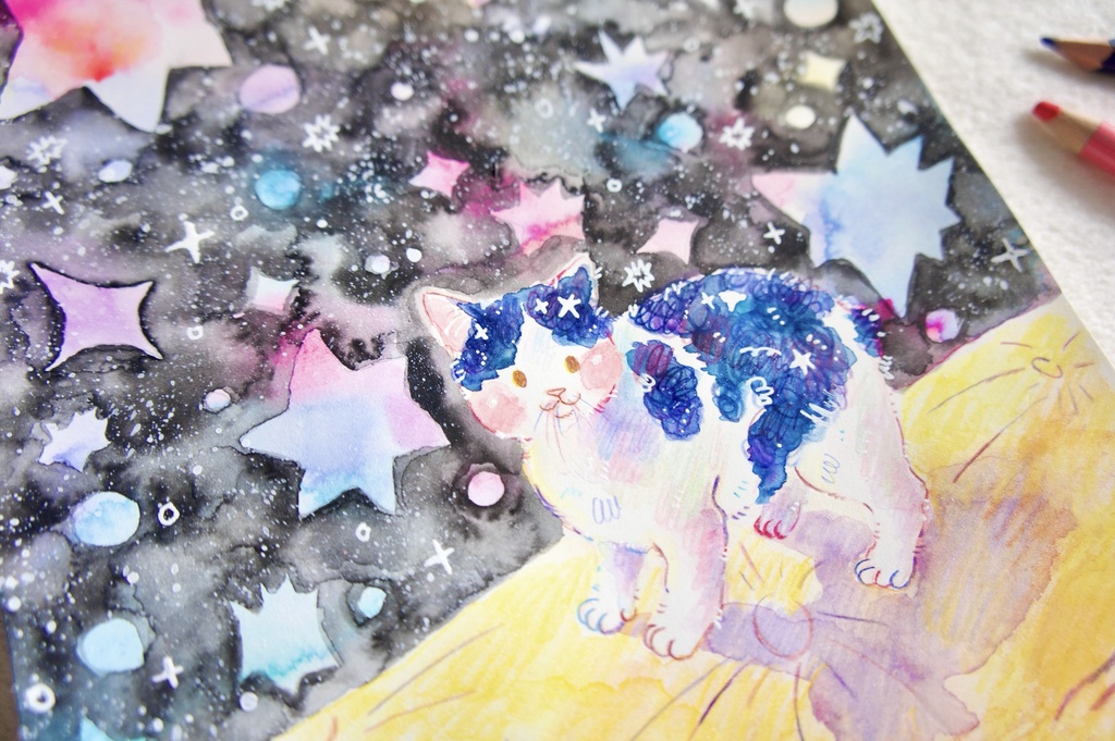 【水彩原画】月面散歩