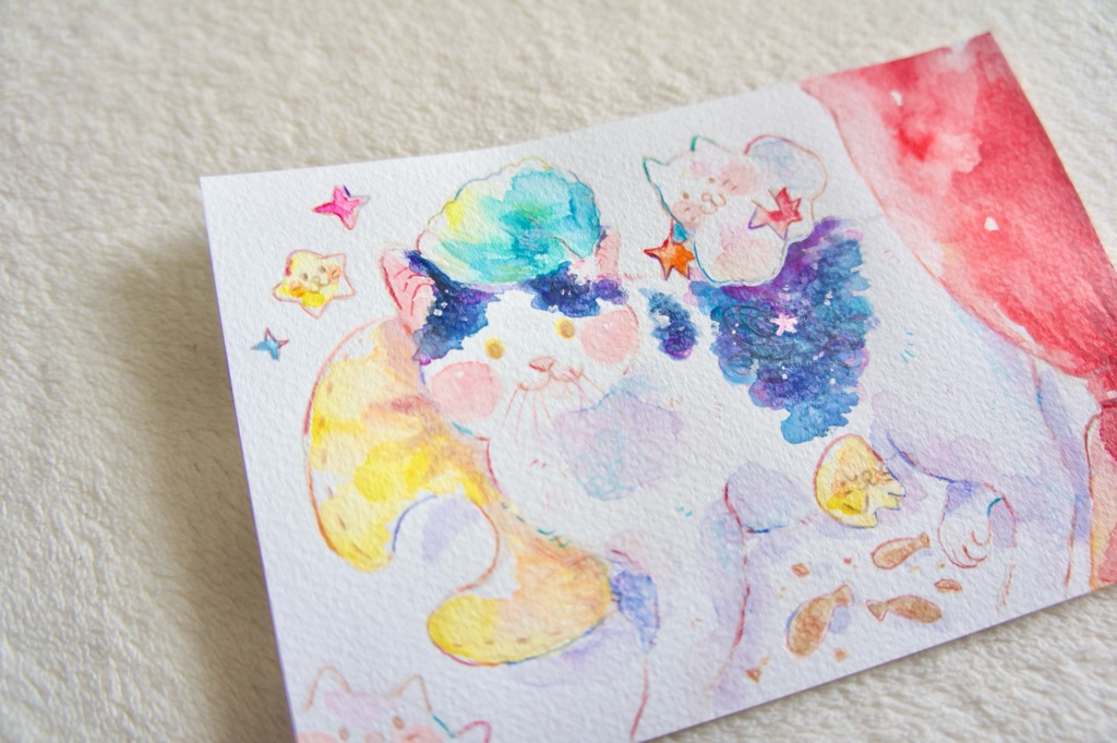 【水彩原画】今夜は夜更かし