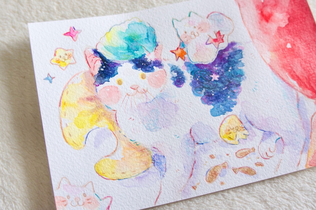 【水彩原画】今夜は夜更かし