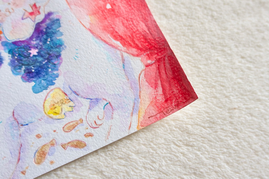 【水彩原画】今夜は夜更かし