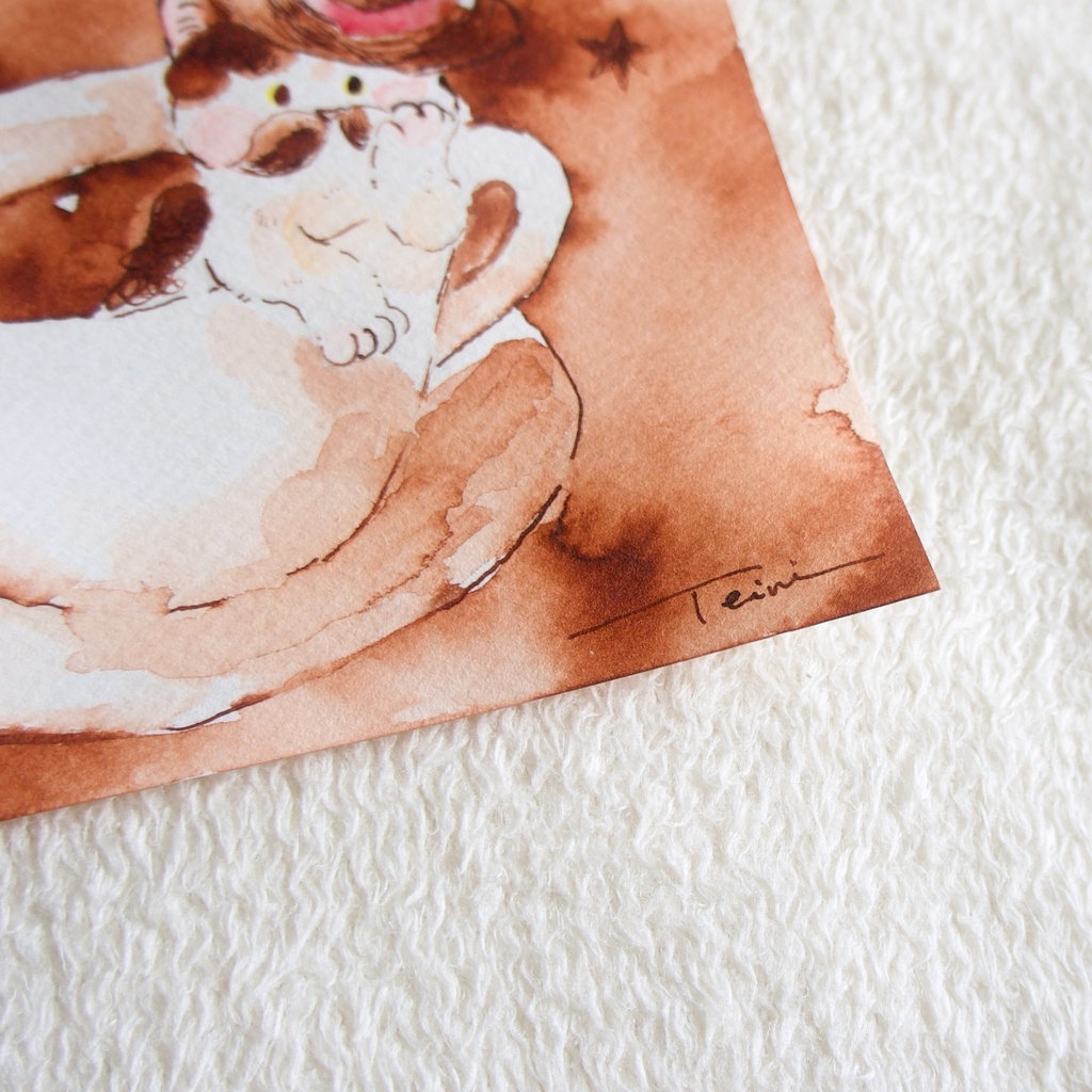 【ポストカード原画】ほっと一息