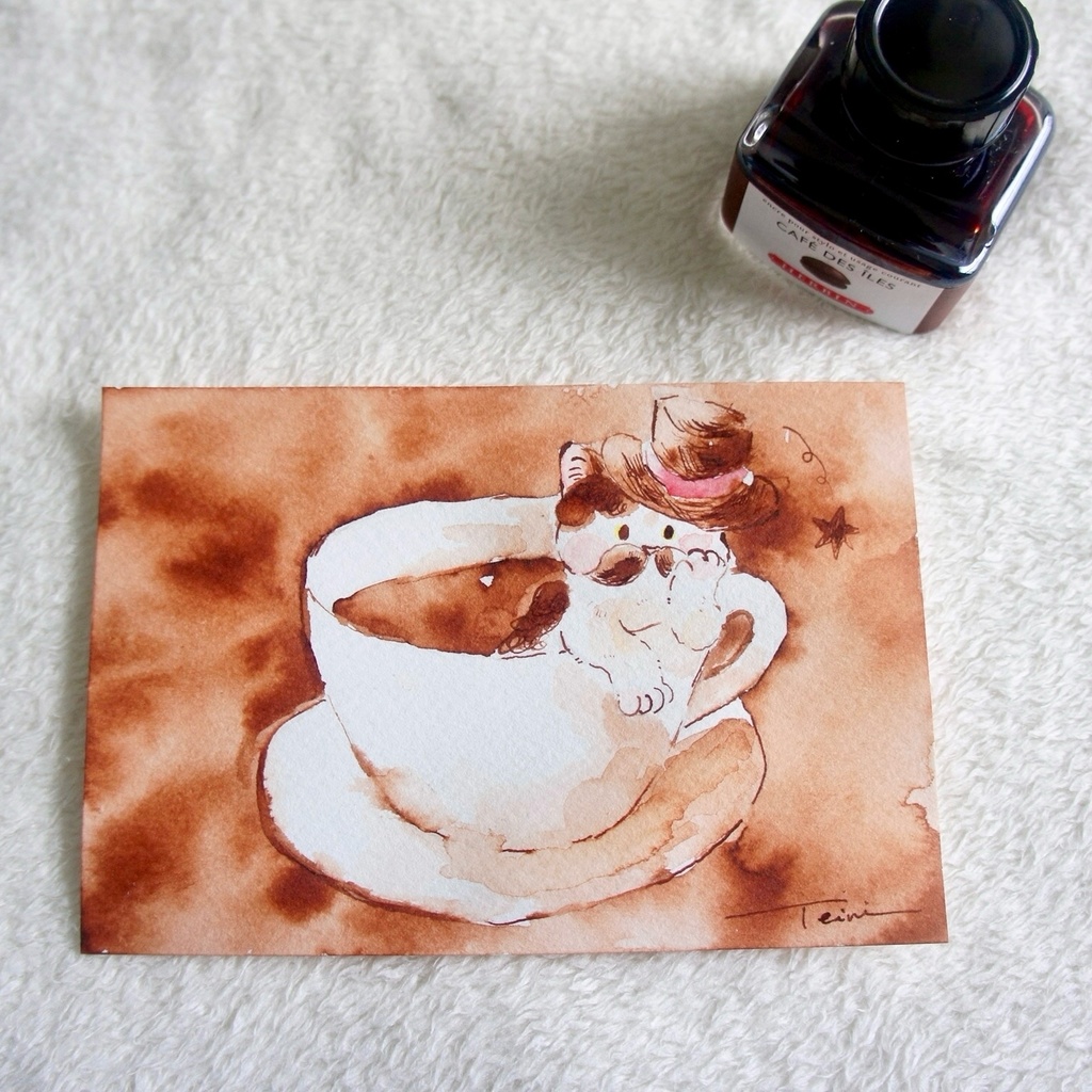 【ポストカード原画】ほっと一息