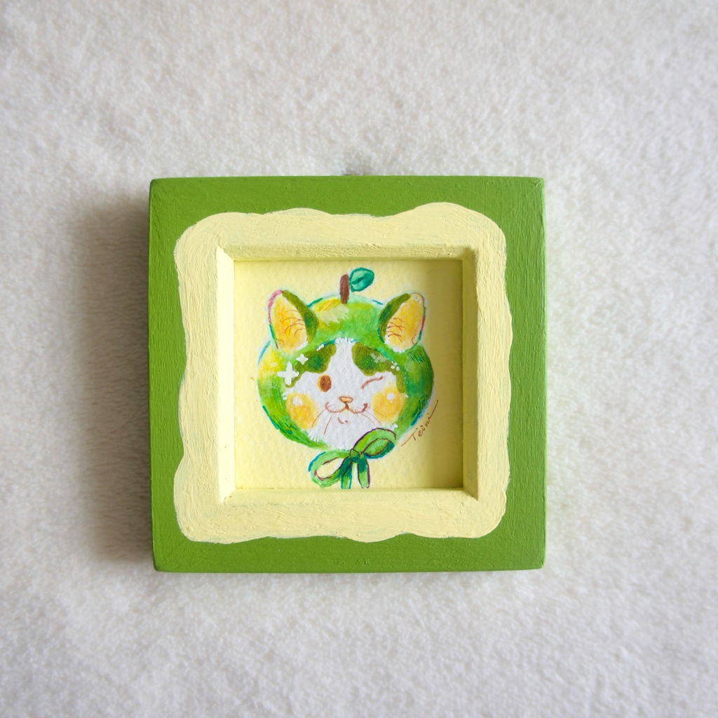 【額装原画】赤りんごと青りんご