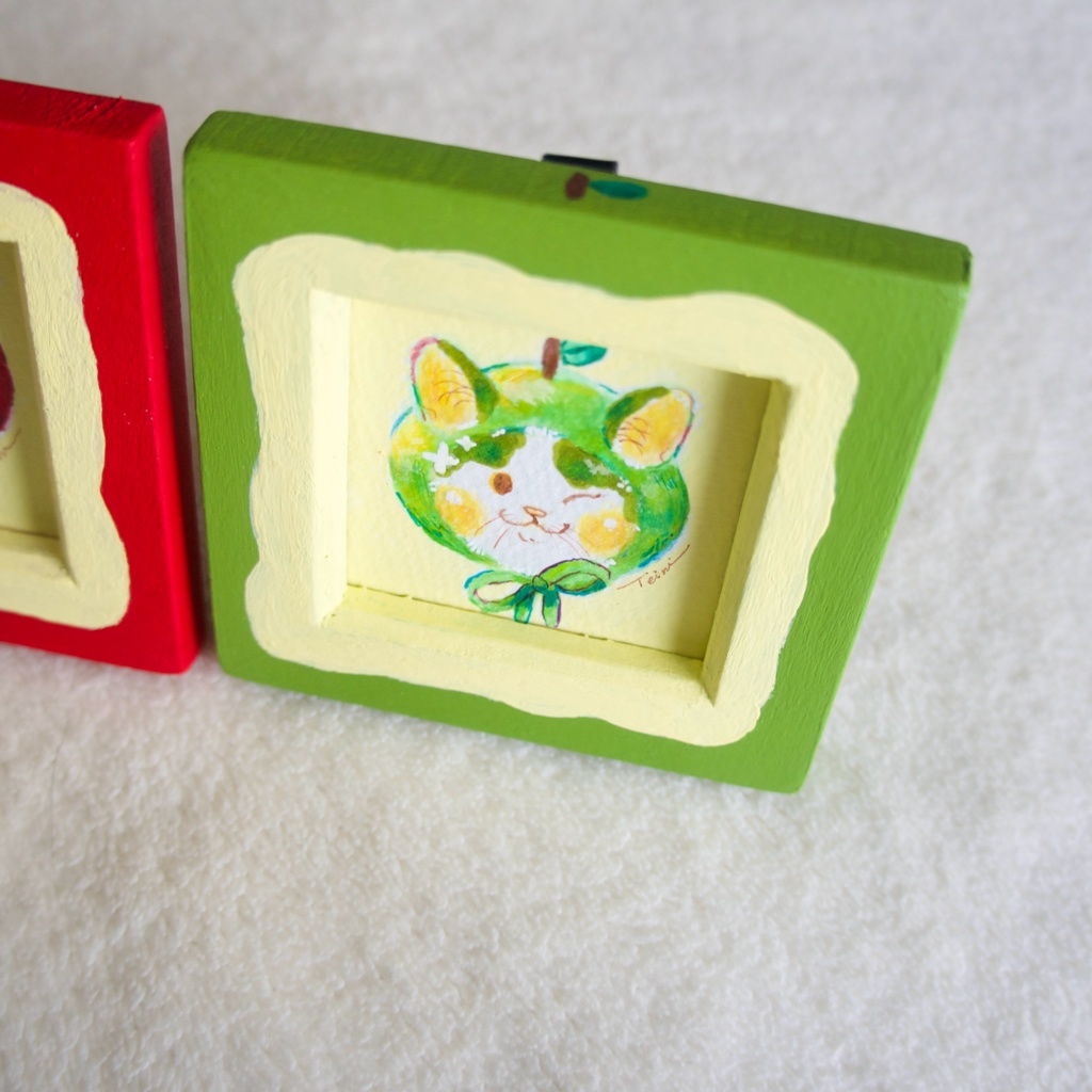 【額装原画】赤りんごと青りんご