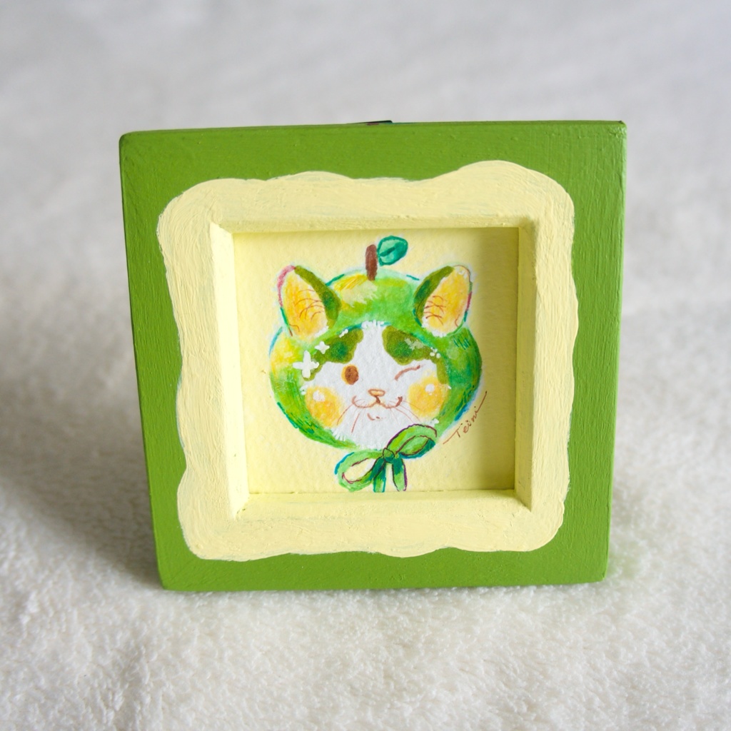 【額装原画】赤りんごと青りんご