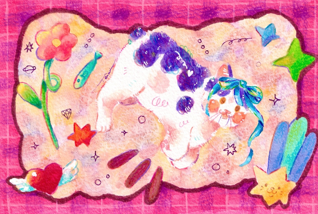 【ポストカード原画】Playful Pounce