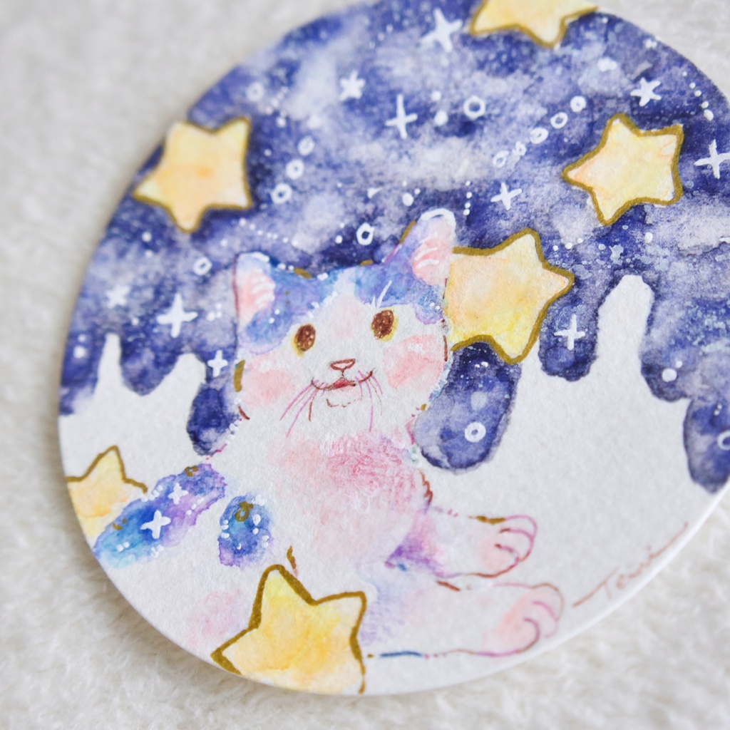 【コースターサイズ原画】夜が溶ける