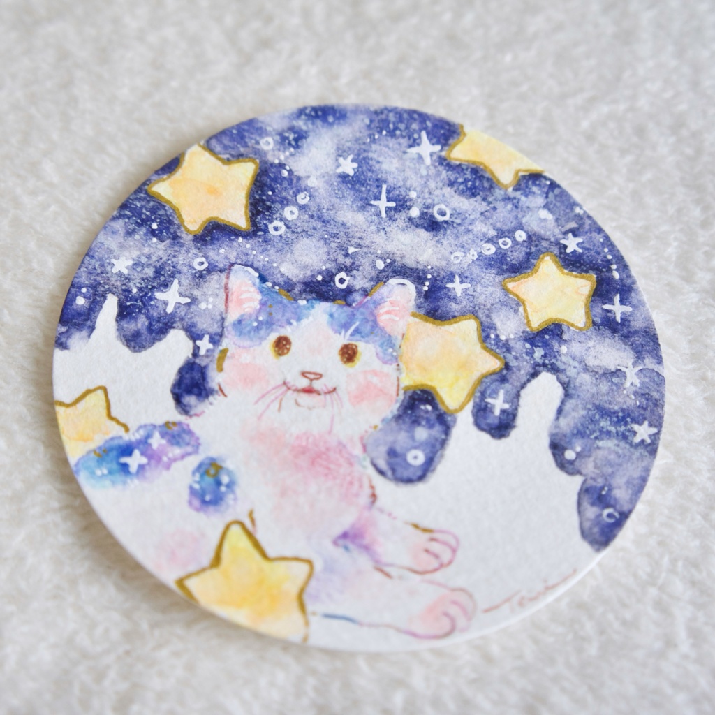 【コースターサイズ原画】夜が溶ける