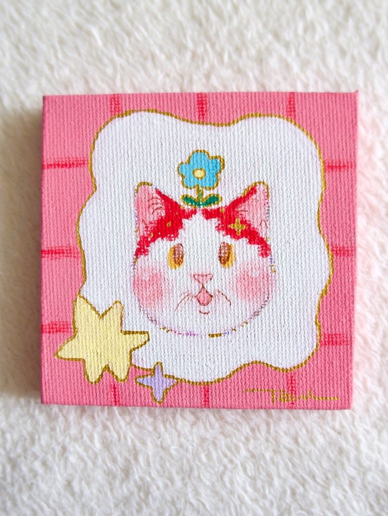 【ミニキャンバス原画】お花咲いたよ!【イーゼル付き】