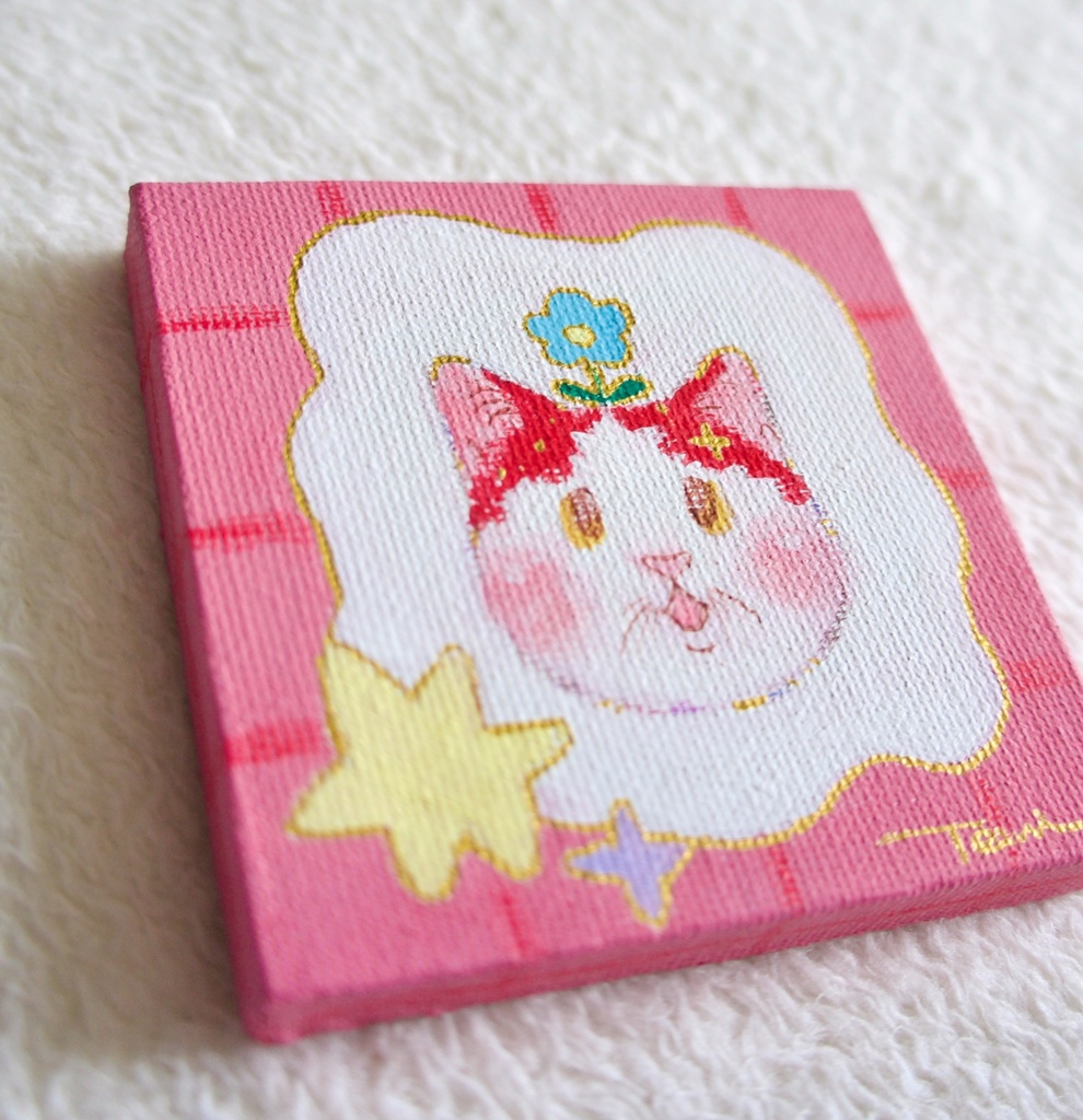 【ミニキャンバス原画】お花咲いたよ!【イーゼル付き】