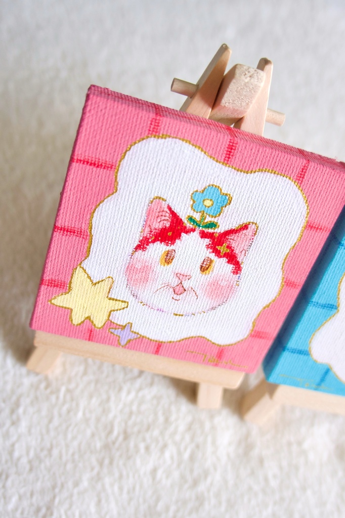 【ミニキャンバス原画】お花咲いたよ!【イーゼル付き】