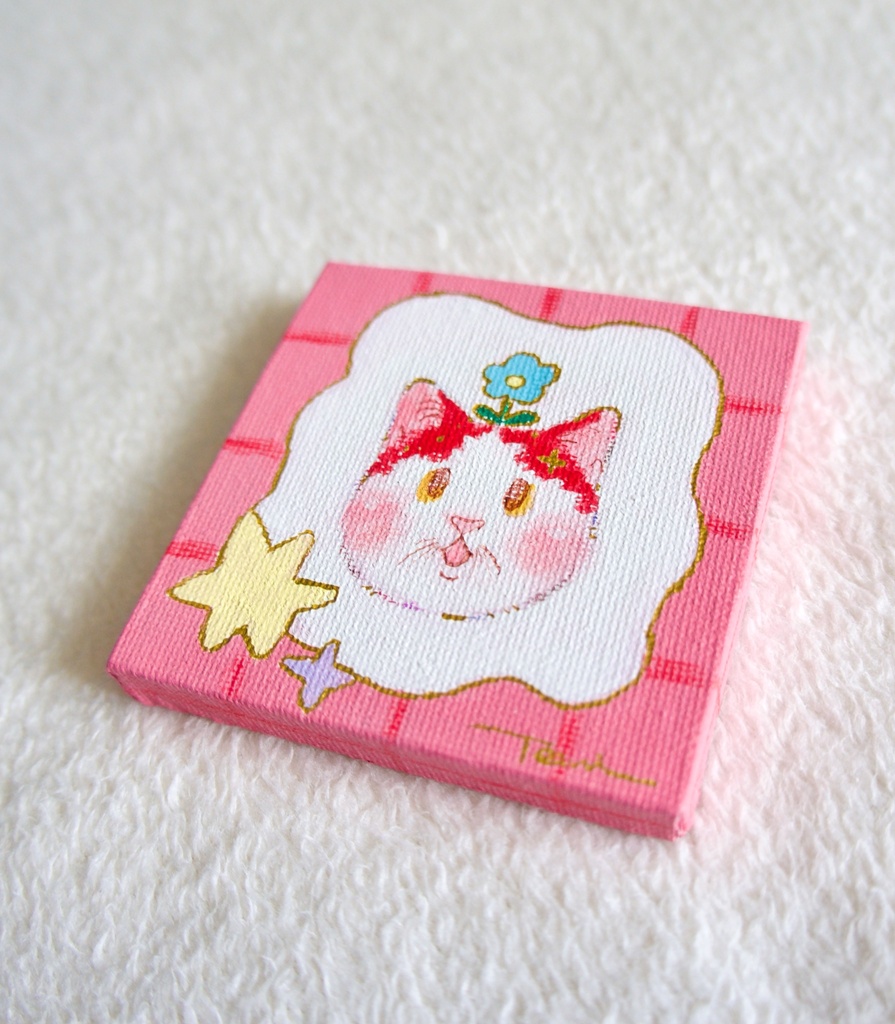 【ミニキャンバス原画】お花咲いたよ!【イーゼル付き】