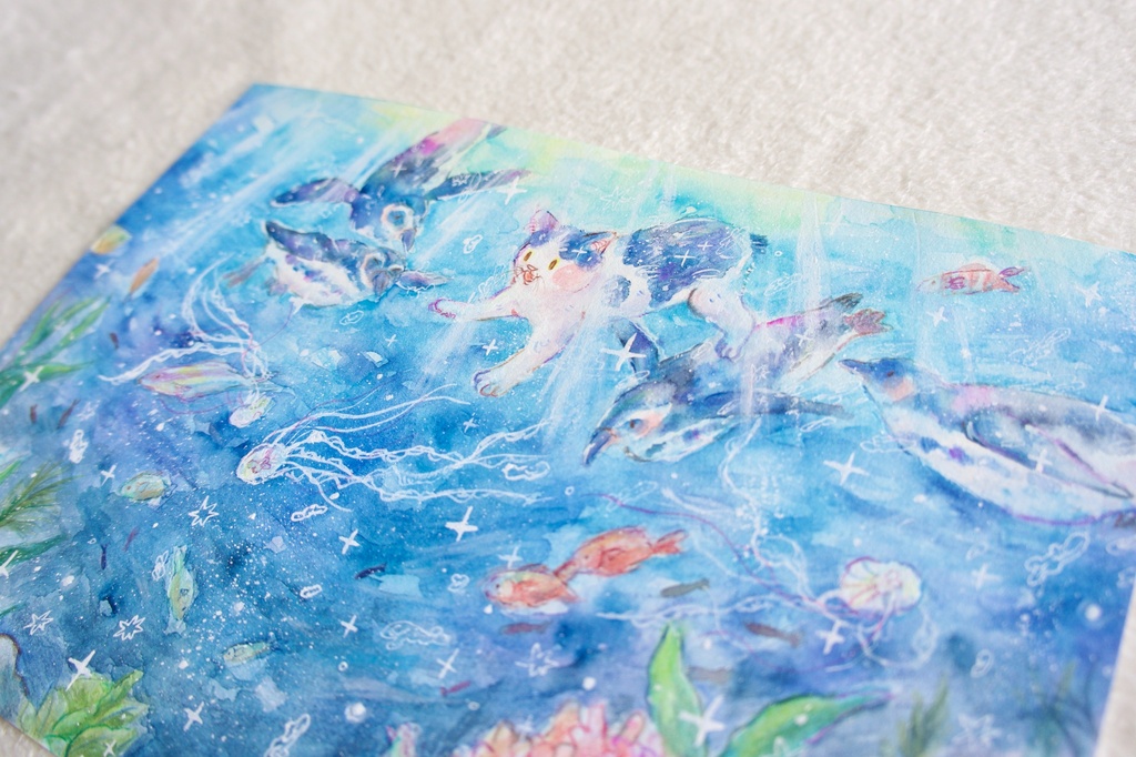 【水彩原画】海の中を散歩