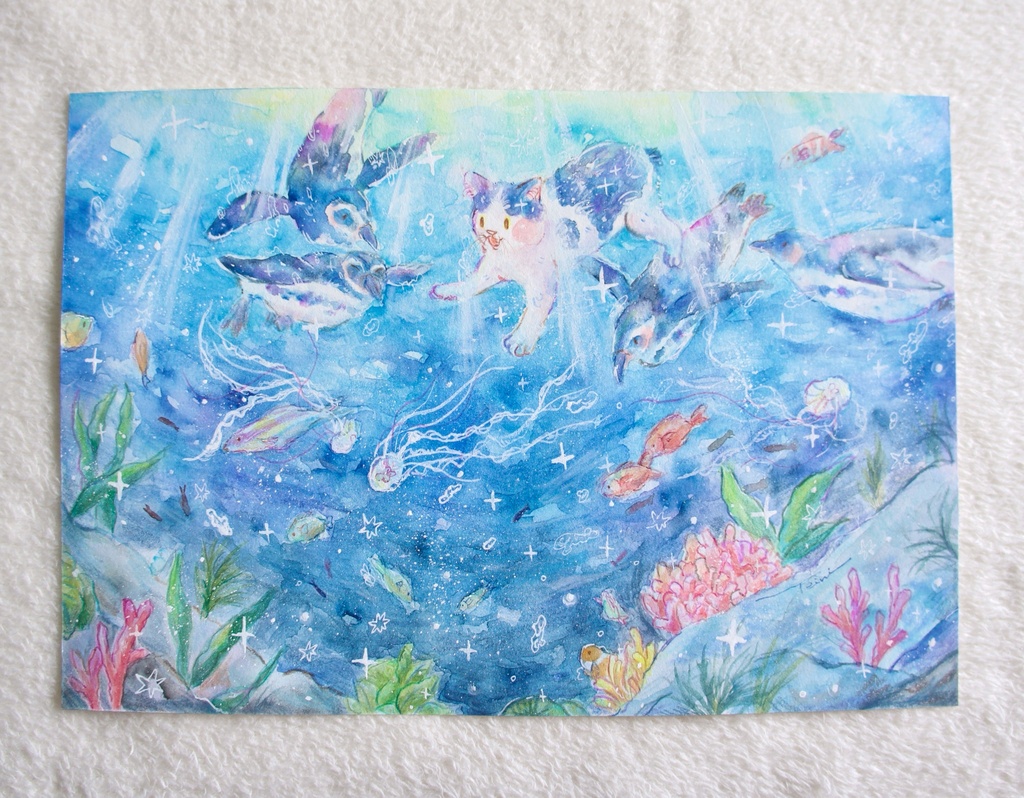 【水彩原画】海の中を散歩