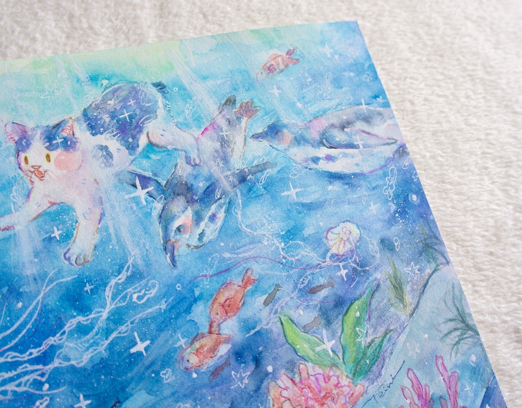 【水彩原画】海の中を散歩
