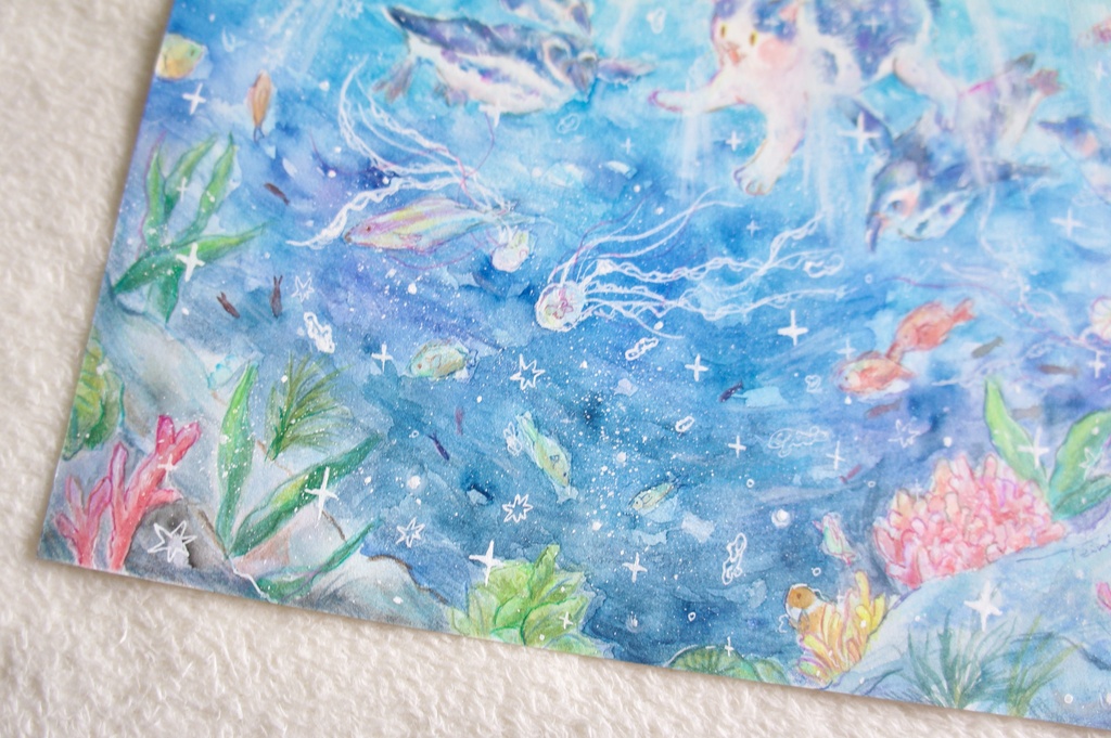【水彩原画】海の中を散歩