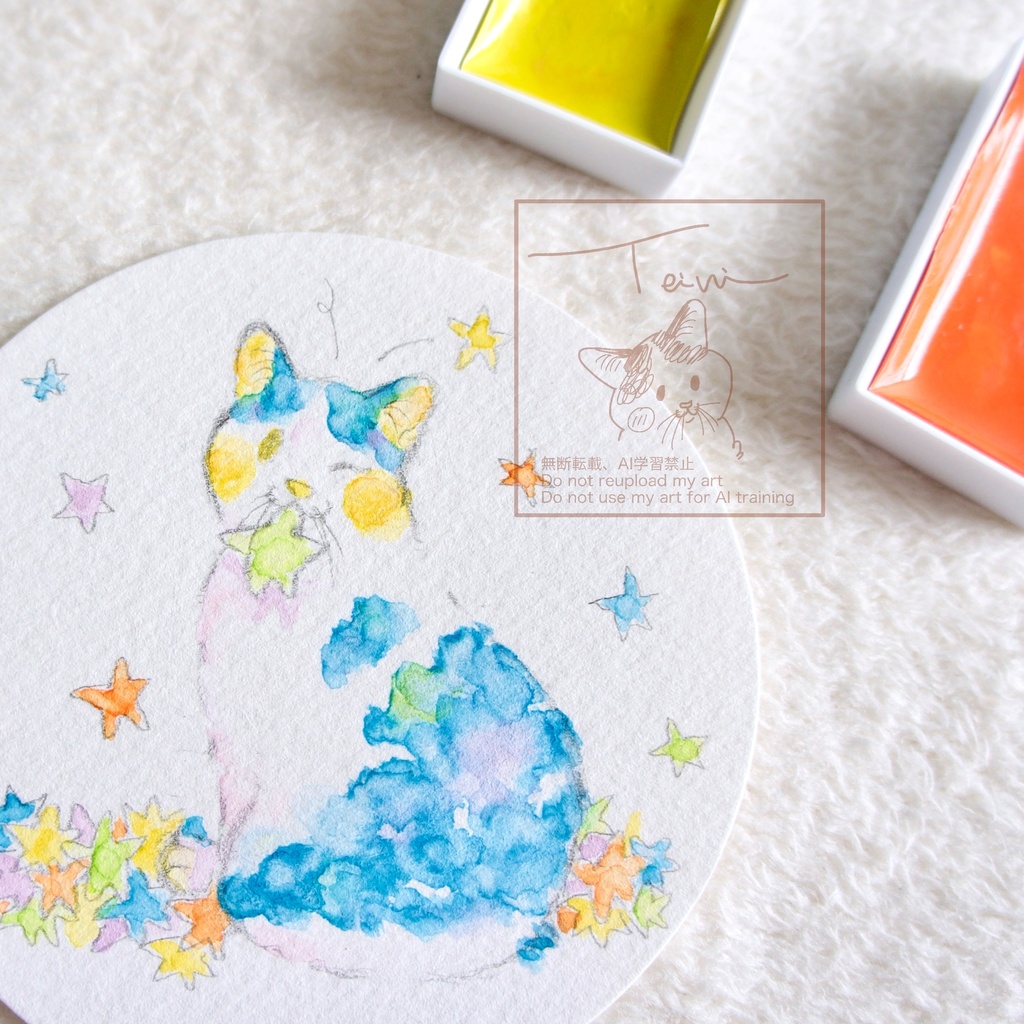 【コースターサイズ原画】星をつまみ食い