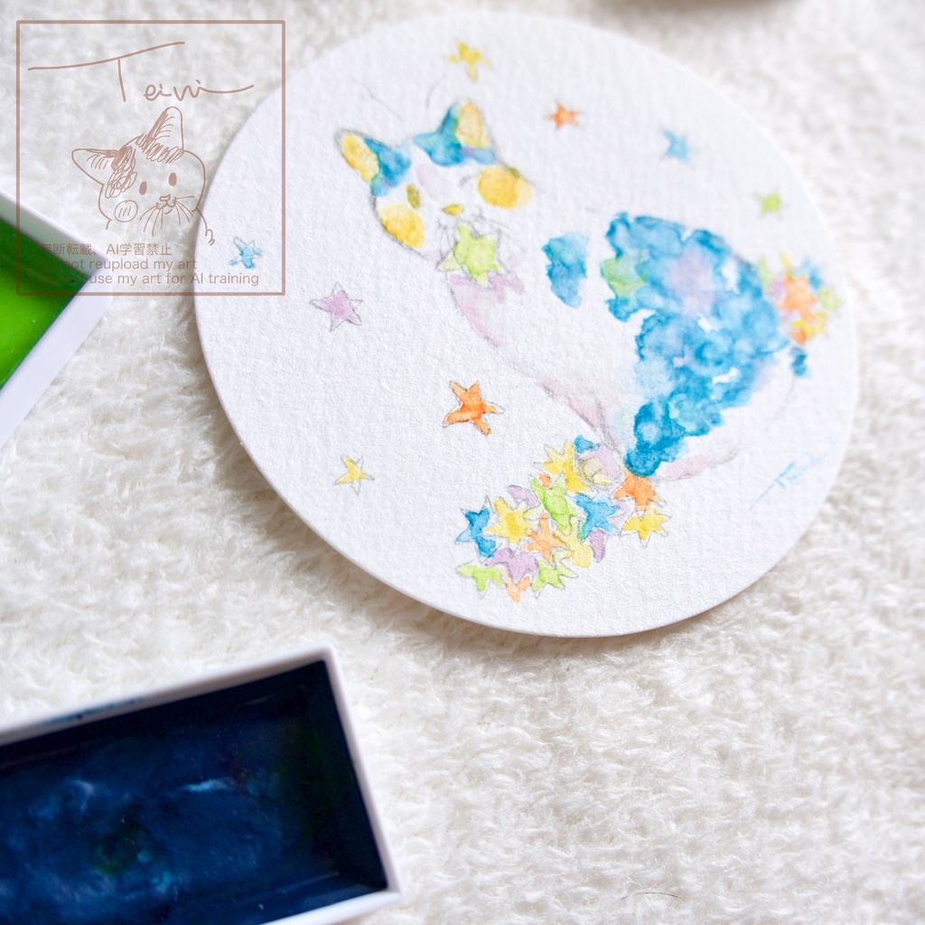 【コースターサイズ原画】星をつまみ食い