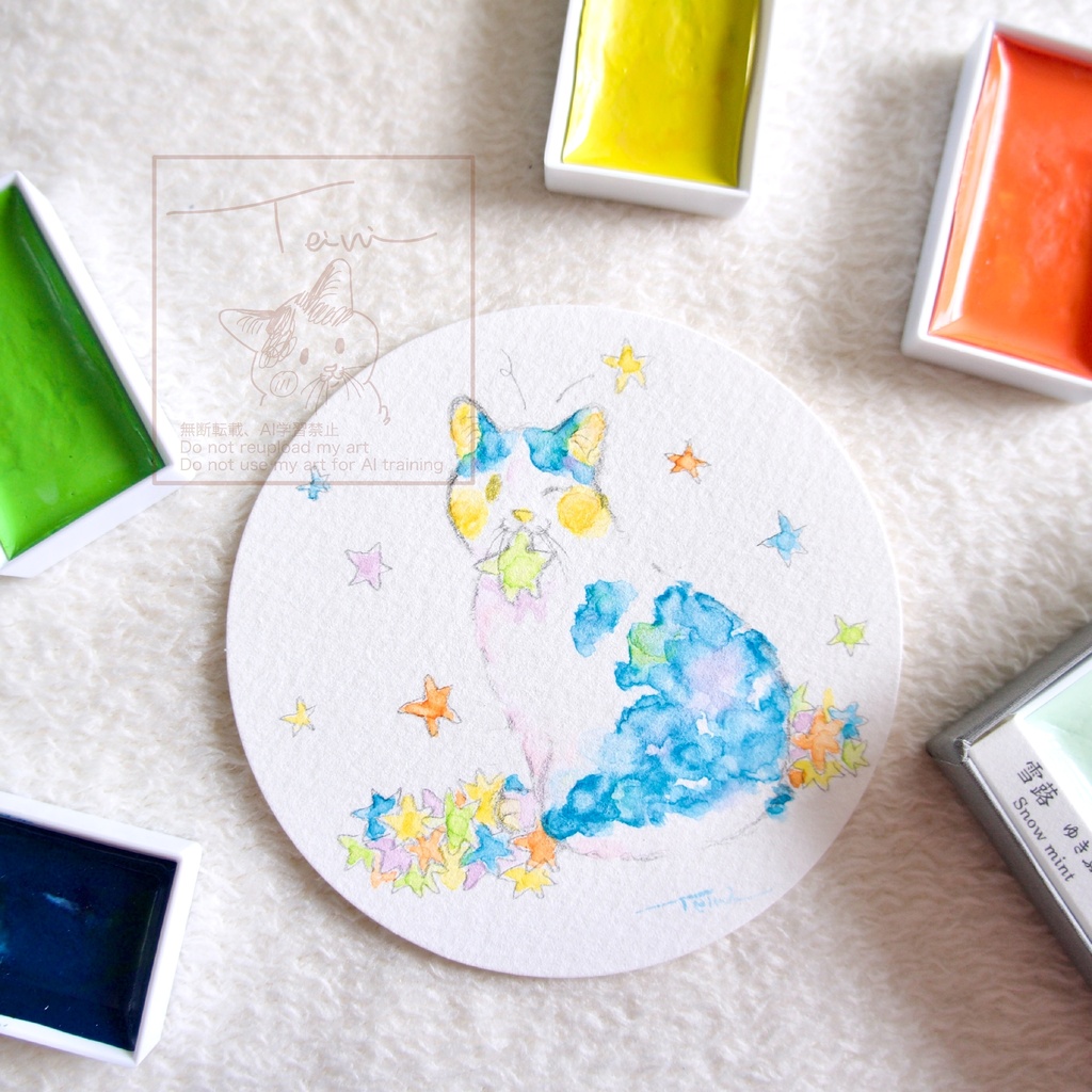 【コースターサイズ原画】星をつまみ食い