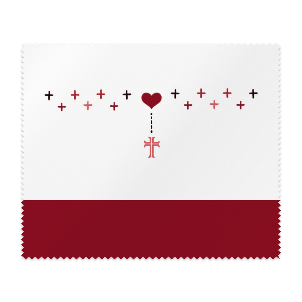 ハートとクロス(赤)メガネ拭き