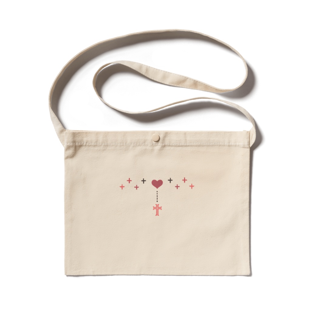 ハートとクロス(赤)サコッシュ