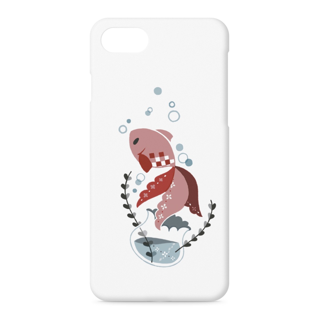 金魚とハートの水草iPhoneケース
