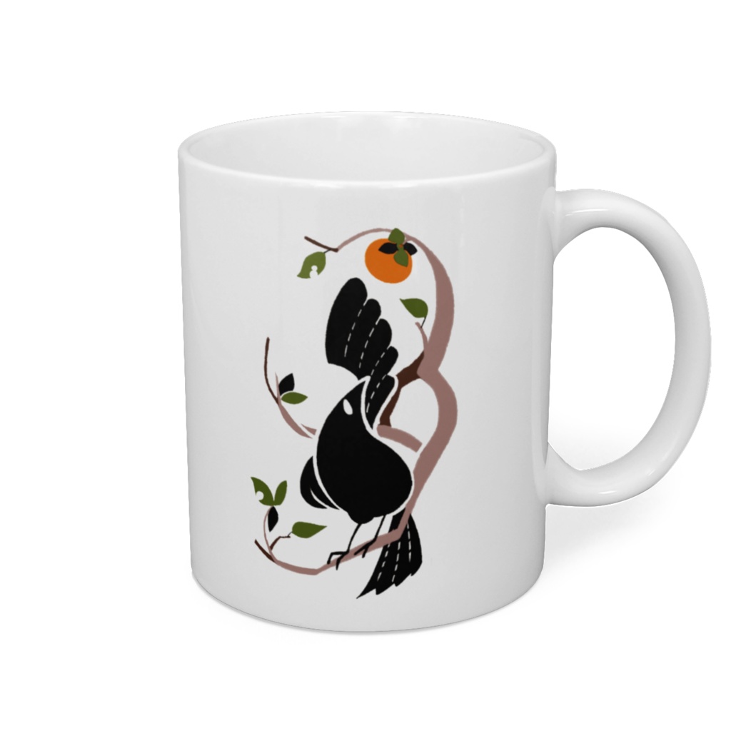 まんまるカラスと柿 マグカップ