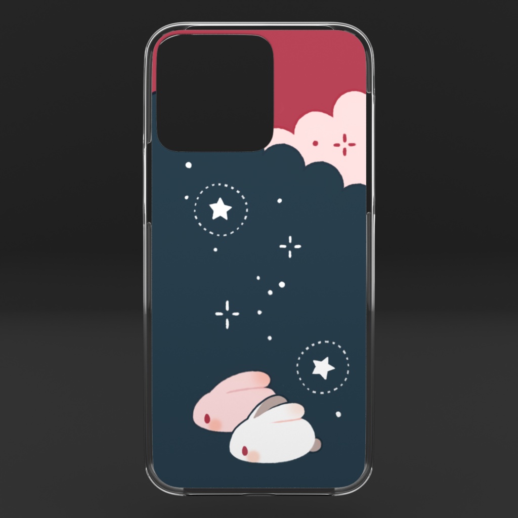 紅白うさぎ クリアiPhoneケース