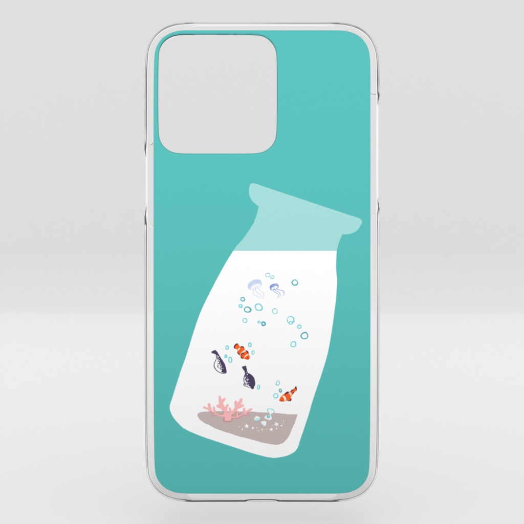 牛乳瓶の水槽　クリアiPhoneケース