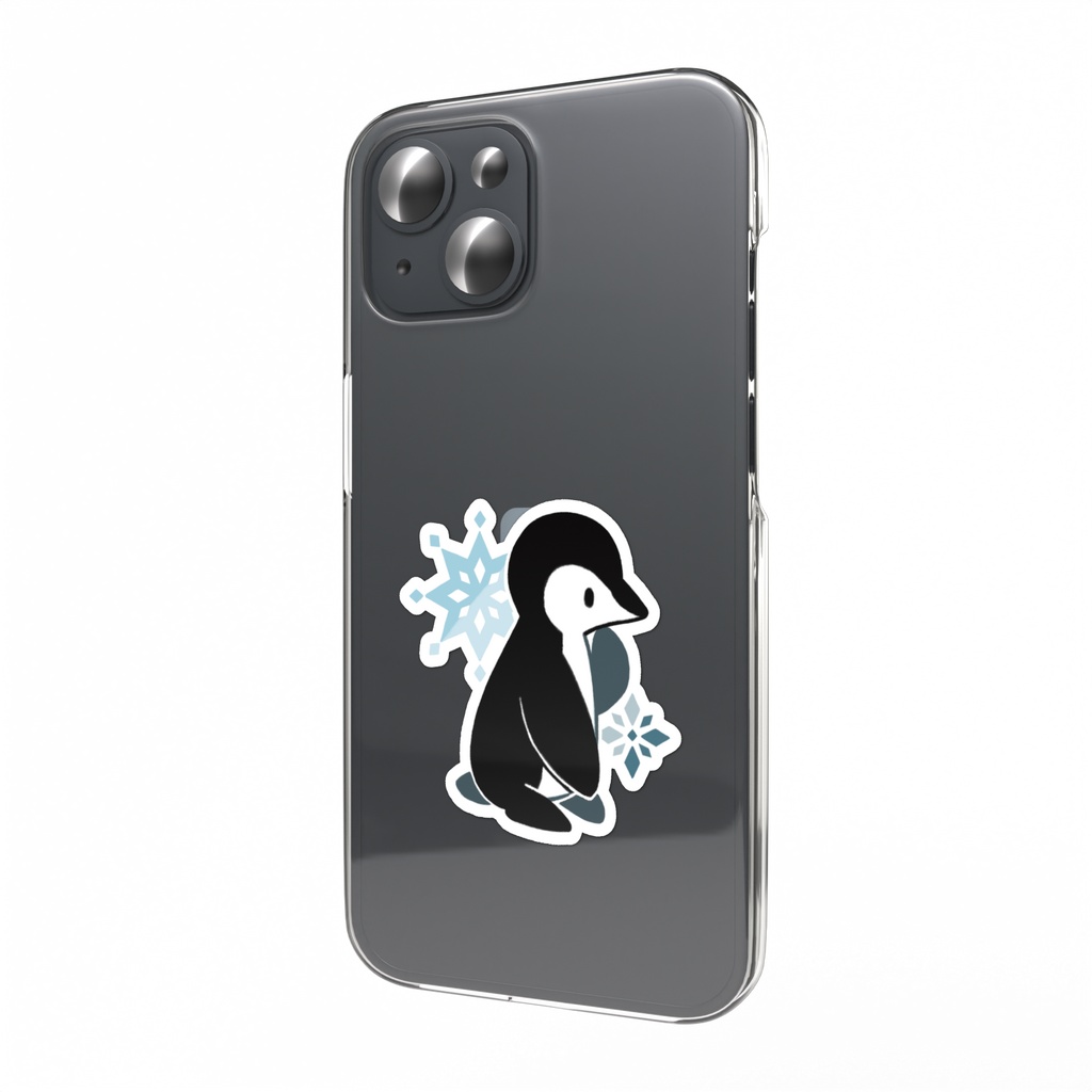 ペンギンと結晶　スマホステッカー
