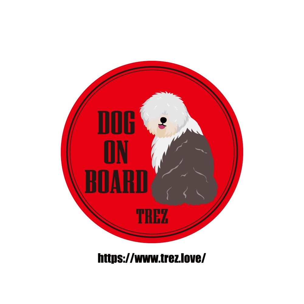 全8色 名前入り DOG ON BOARD オールドイングリッシュシープドッグ ポップアート マグネット - TREZ - BOOTH