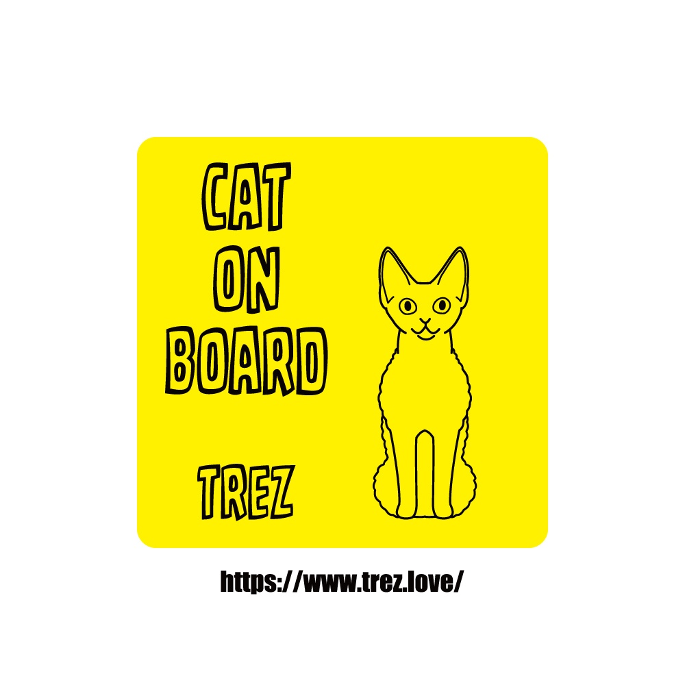 全8色 名前入り CAT ON BOARD デボンレックス ラインアート マグネット