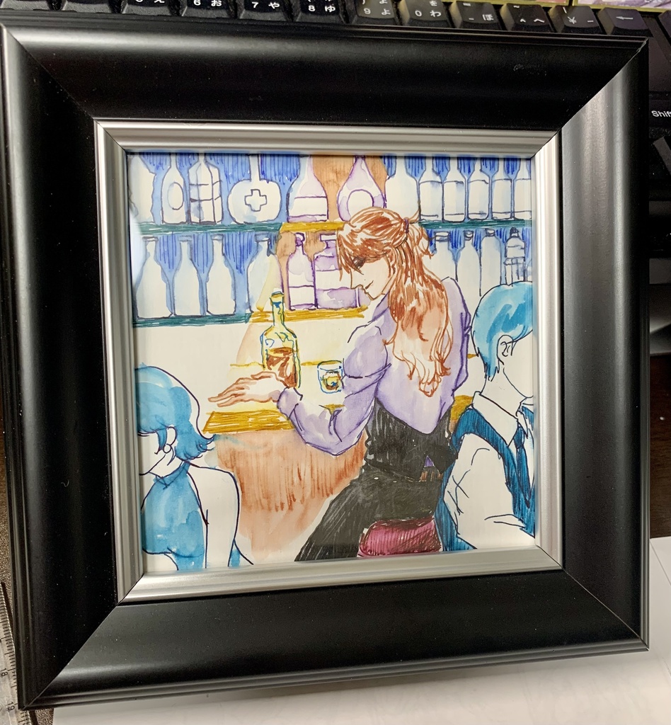 【原画】待ち人【額付き】