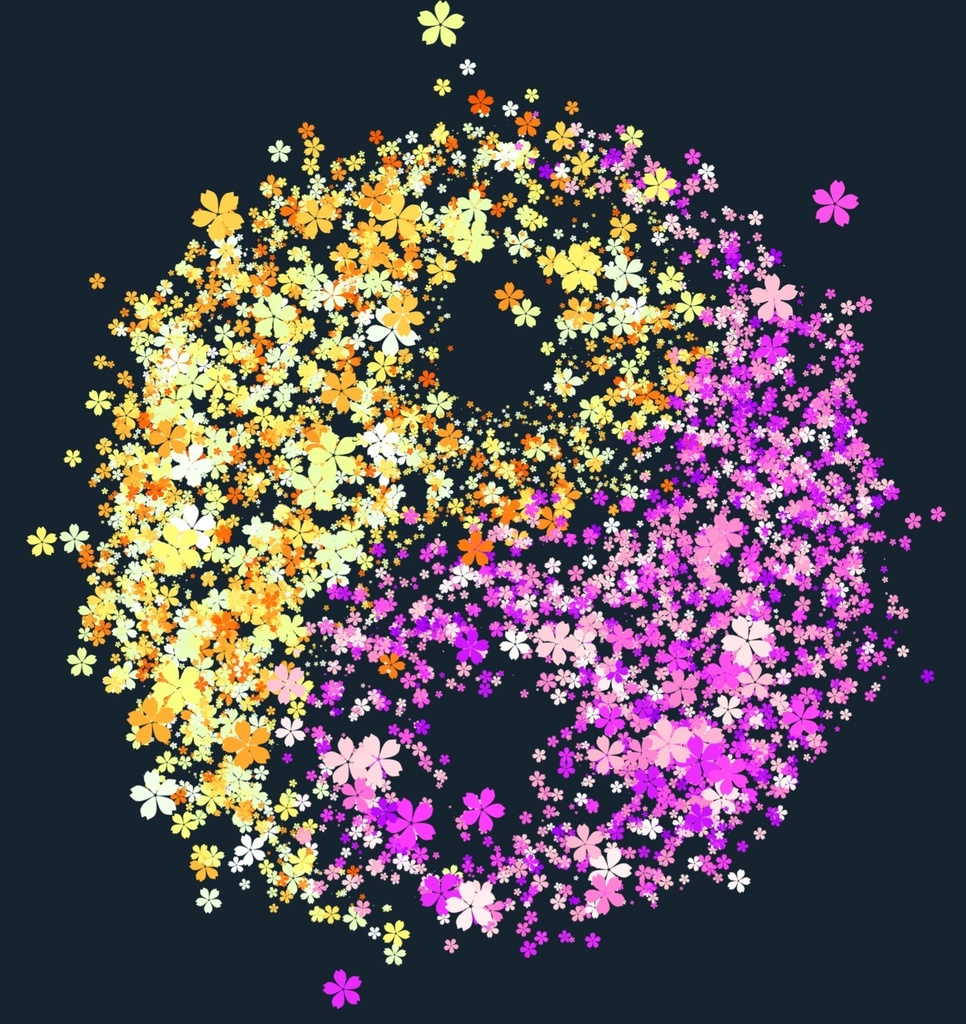 桜 花柄太極図Tシャツ(レディース)