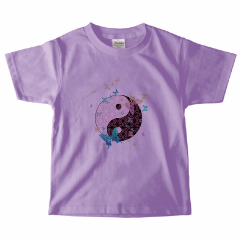 キッズ和柄陰陽太極図Tシャツ/男女兼用