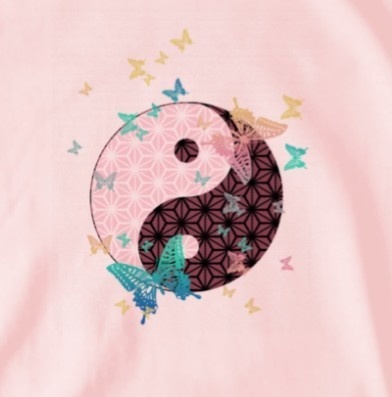 キッズ和柄陰陽太極図Tシャツ/男女兼用